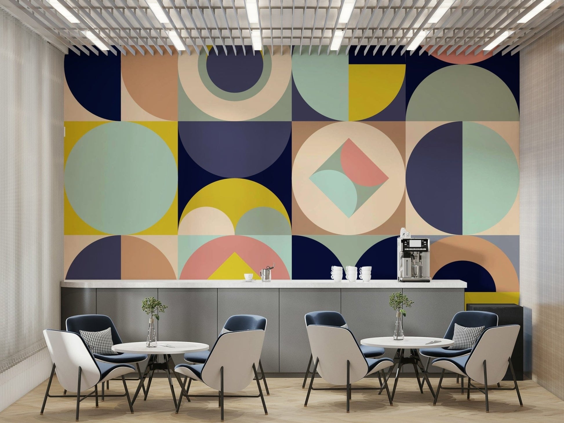 Abstract modern wall mural in colors

