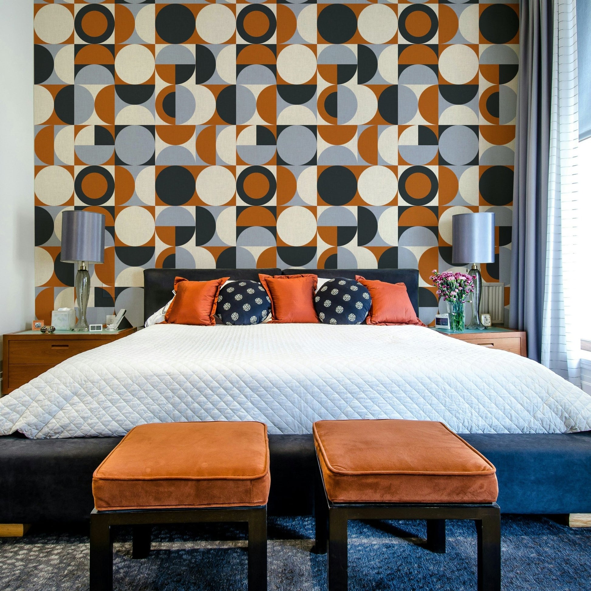 Studio space with abstract Mescolanza wall treatment

