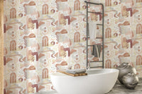 Serene pastel abstract mural for walls