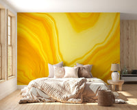 Metallic yellow flowing design mural for walls A644
