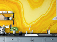 Fluid metallic yellow wallpaper mural for homes A644
