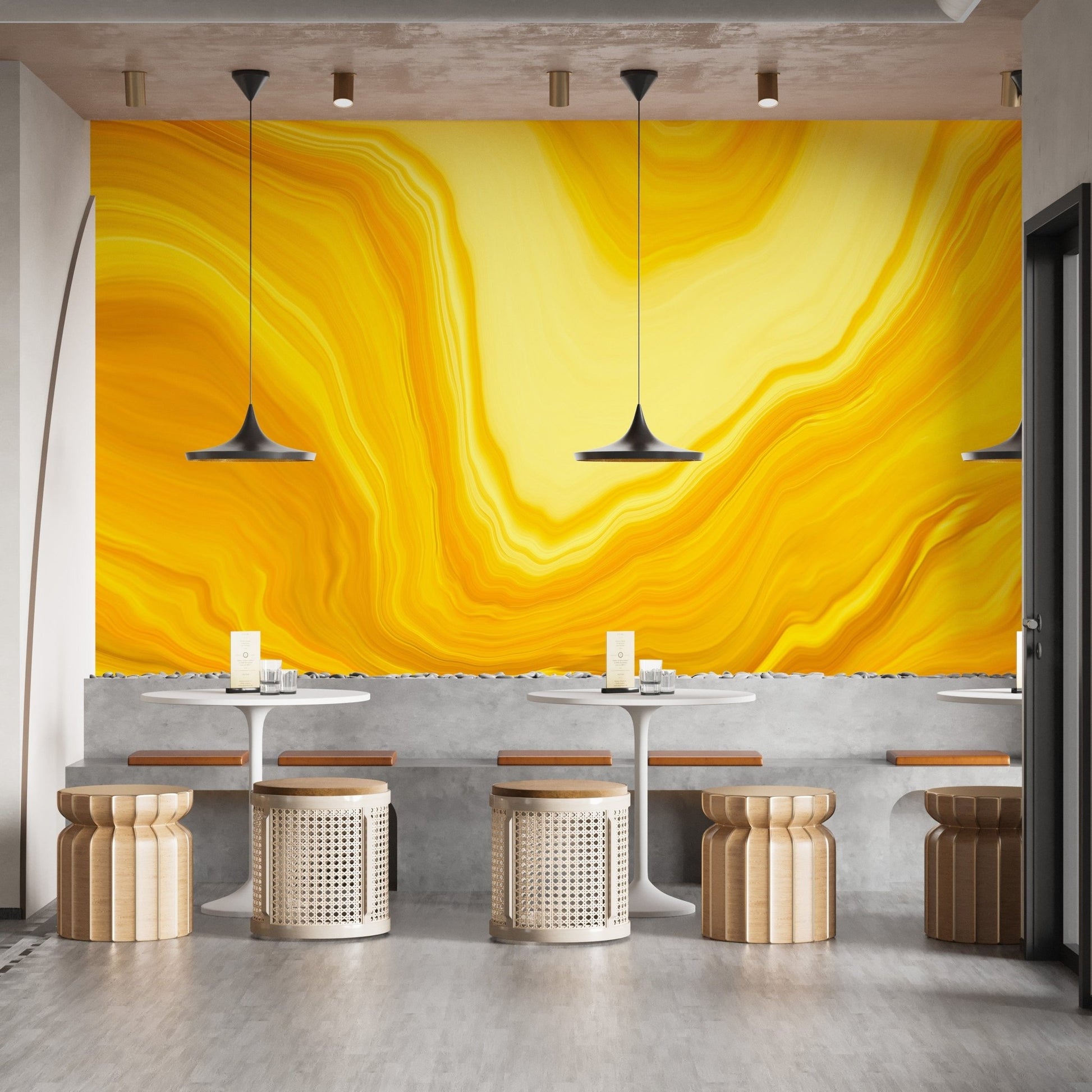 Metallic yellow Color flow wallpaper mural - Giffywalls A644