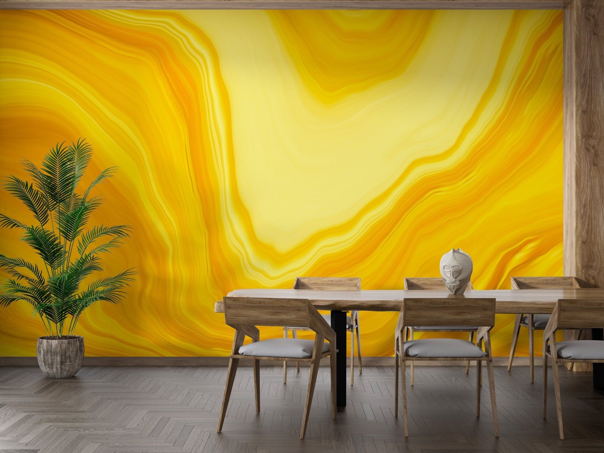 Metallic yellow Color flow wallpaper mural - Giffywalls A644