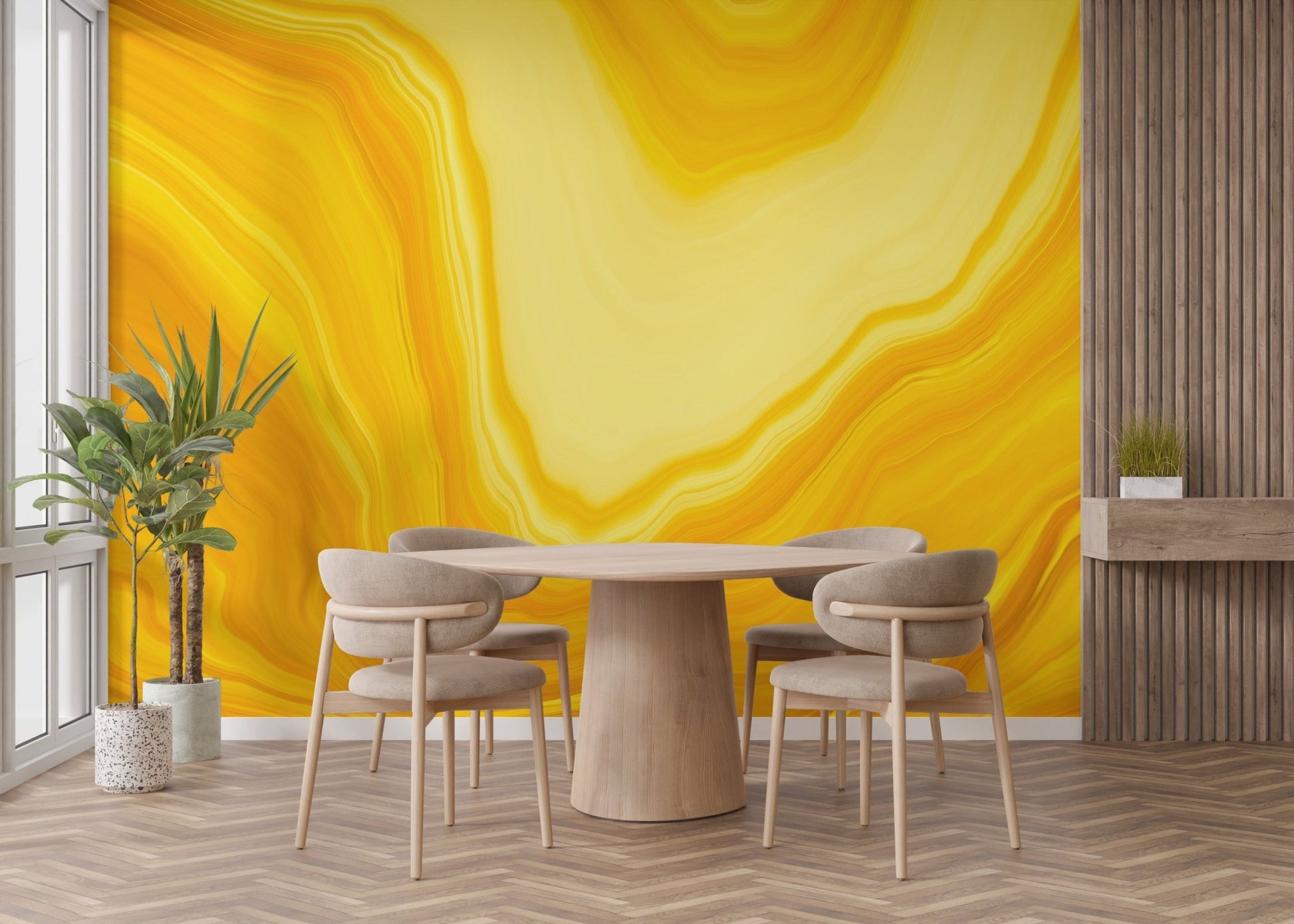 Metallic yellow Color flow wallpaper mural - Giffywalls A644