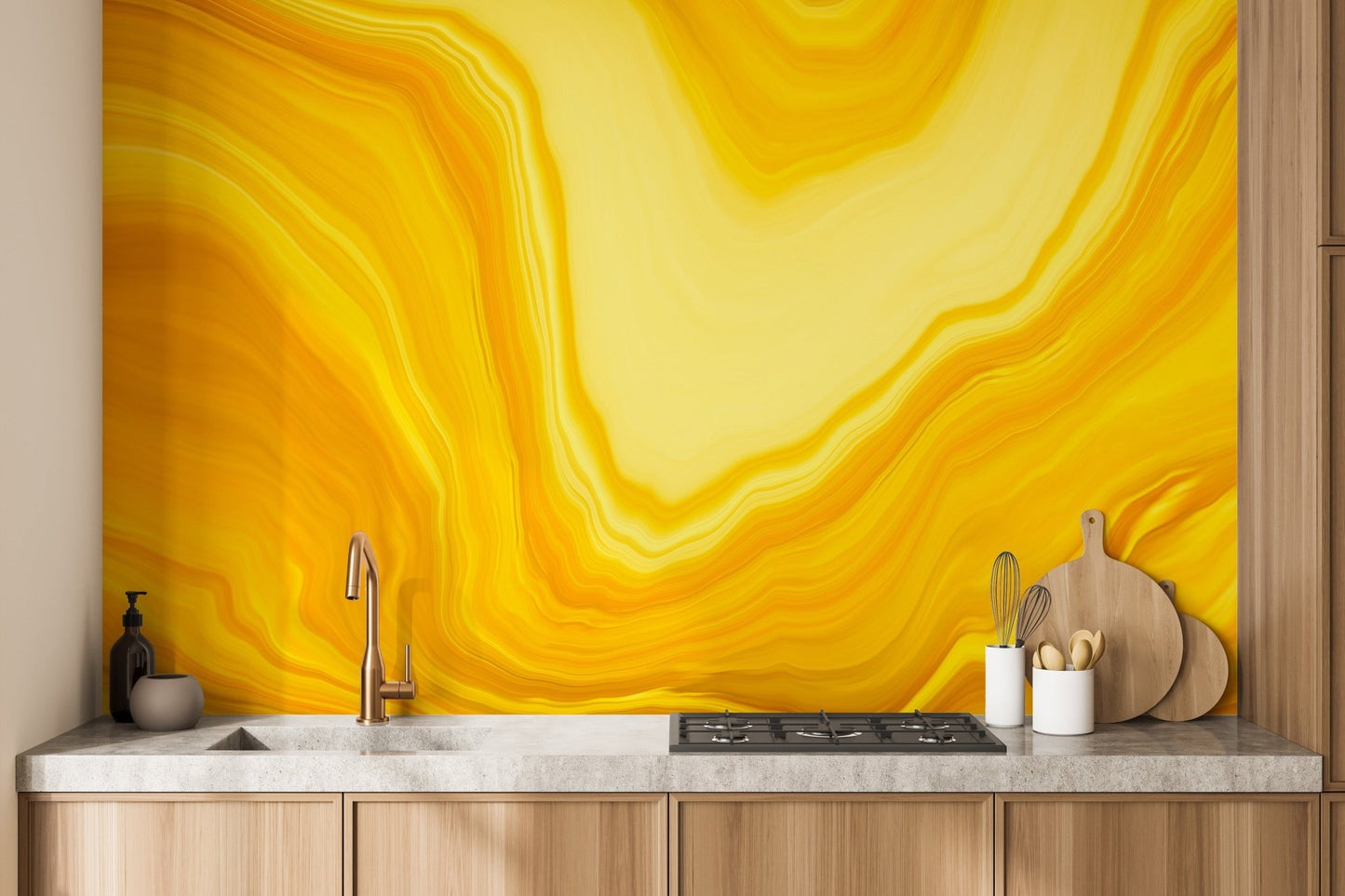 Metallic yellow Color flow wallpaper mural - Giffywalls A644