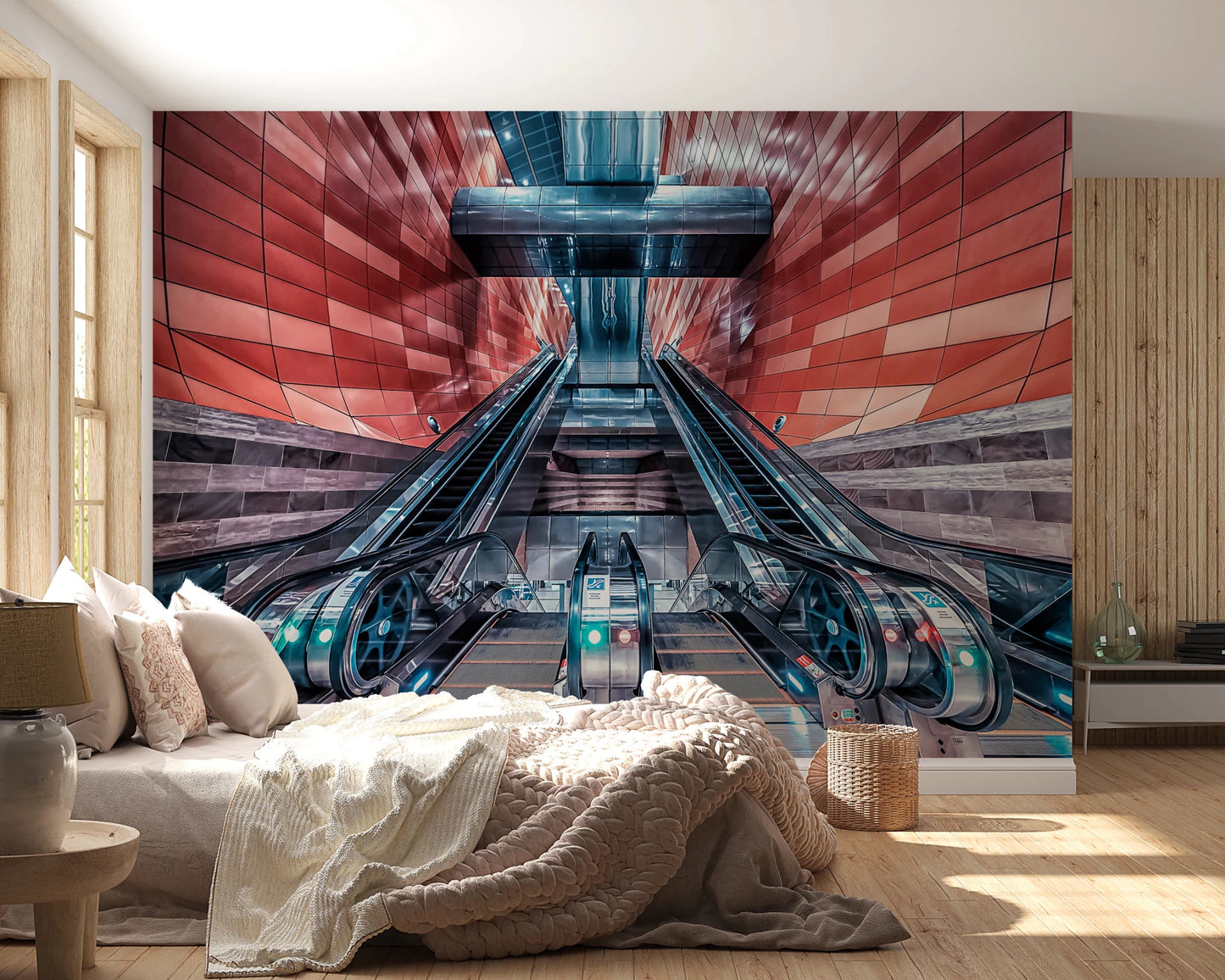 Metropolis Ascent Wall Mural with modern architectural design