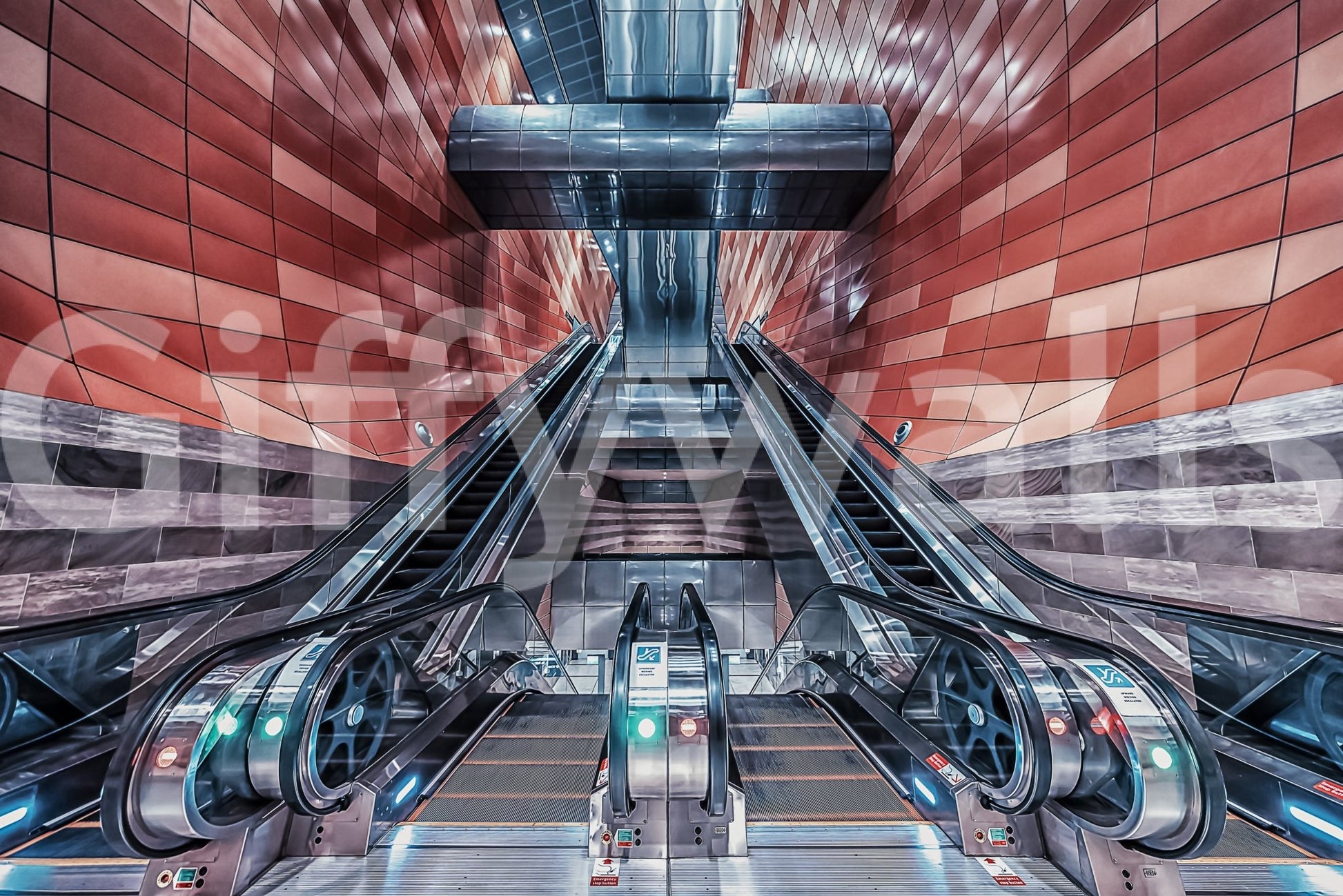 Sophisticated metro station wallpaper for commercial styling