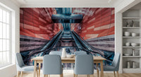Futuristic city infrastructure wallpaper for office interiors