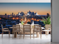 Metropolis Dusk Wall Mural for study room with architectural view.