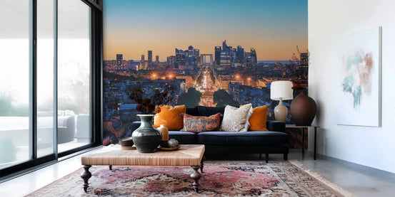 Modern city skyscraper wallpaper mural for office feature wall., GD8293