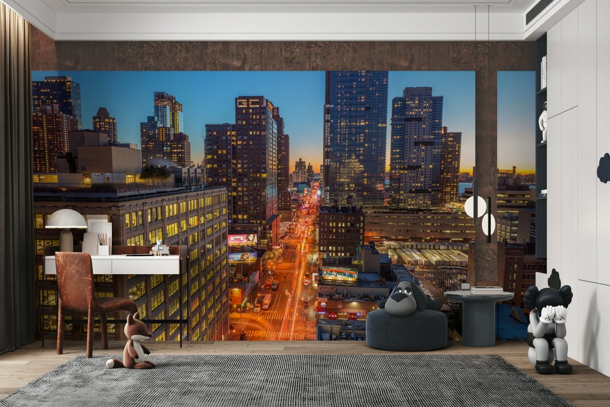 The sky is a mix of deep blue and orange.

