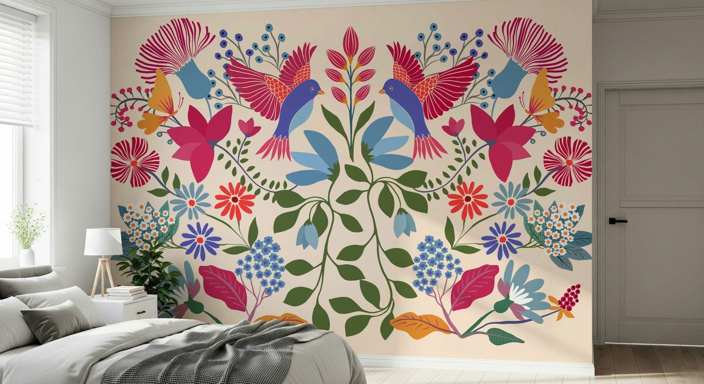Mexican Garden wall mural for a festive balcony or patio wall.