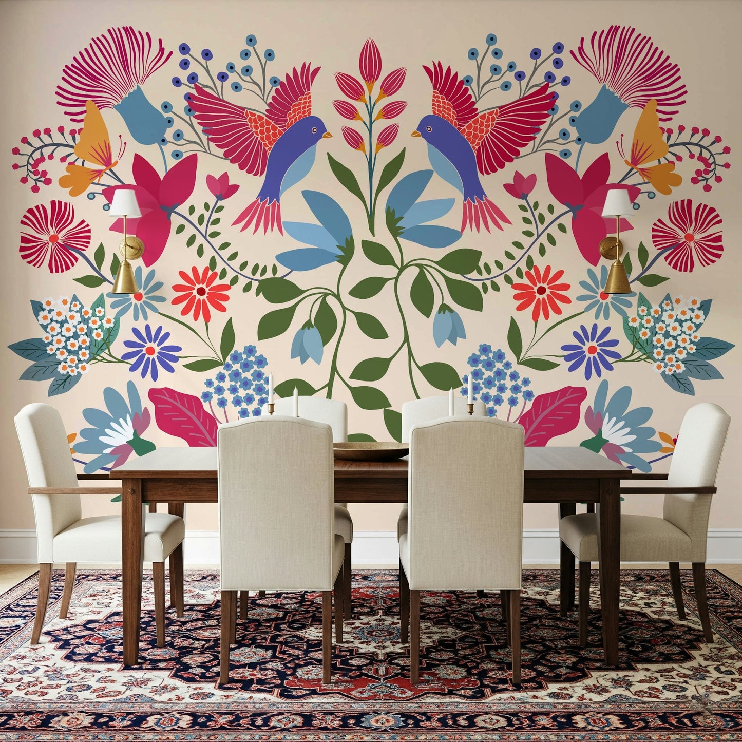 Vibrant botanical wall mural for a contemporary feature wall.