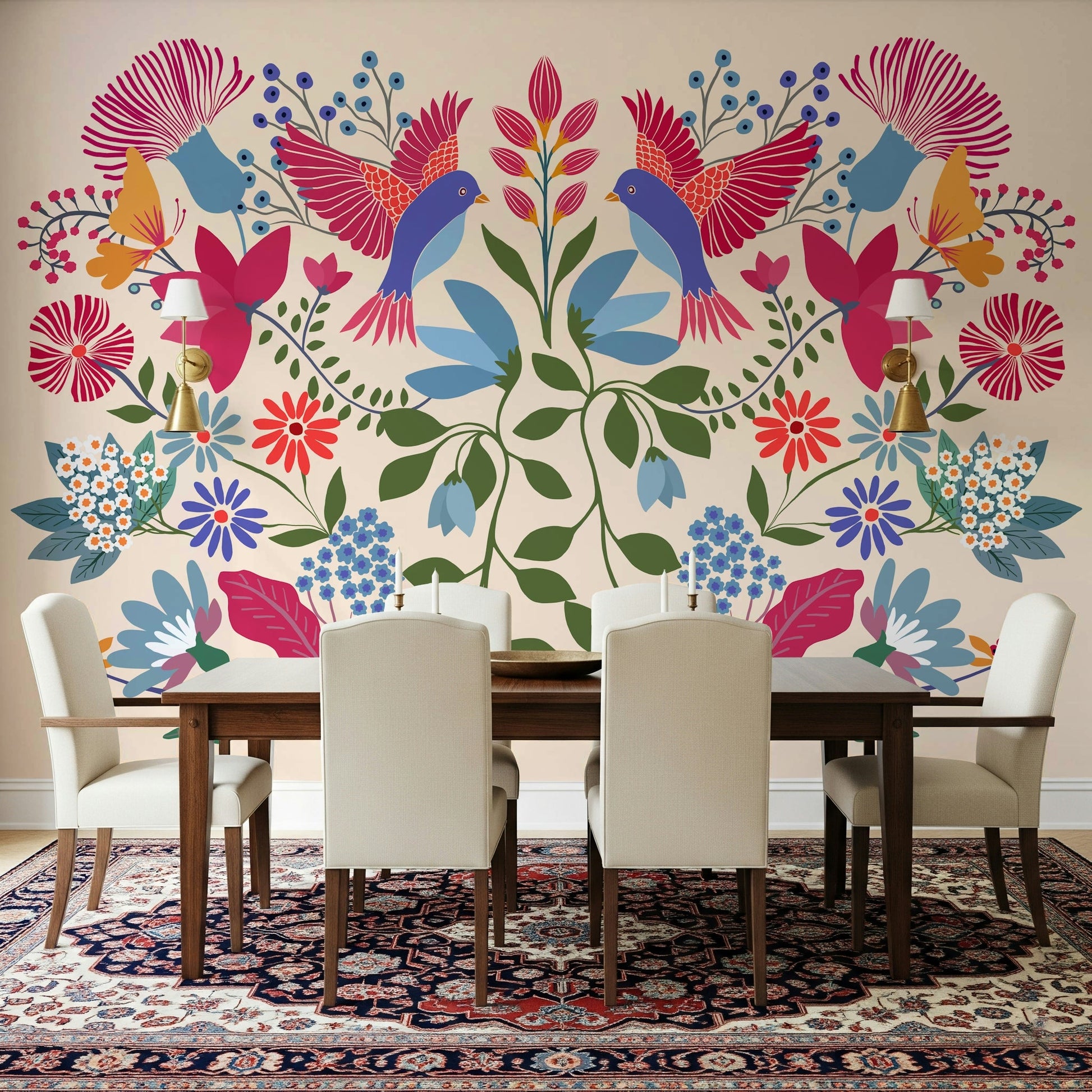 Vibrant botanical wall mural for a contemporary feature wall.