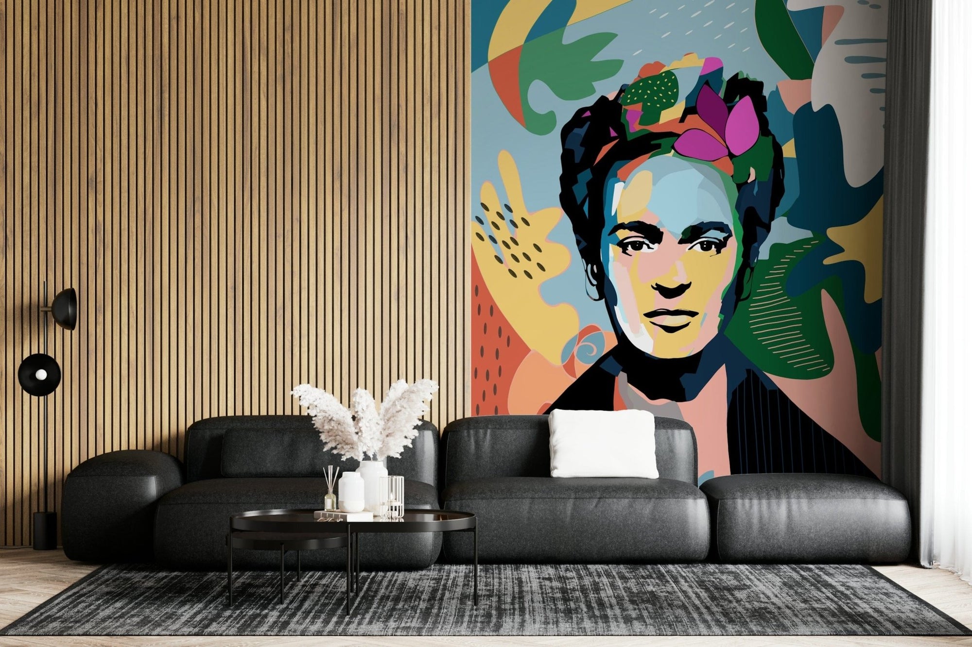 Mexican Icon wall mural in a vibrant living room area., GD7815