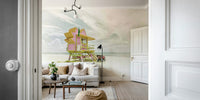 Art deco-style Miami mural for a funky, sunlit room vibe.


