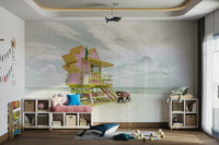 Nostalgic mural of sun-soaked Miami Beach streets and signs.

