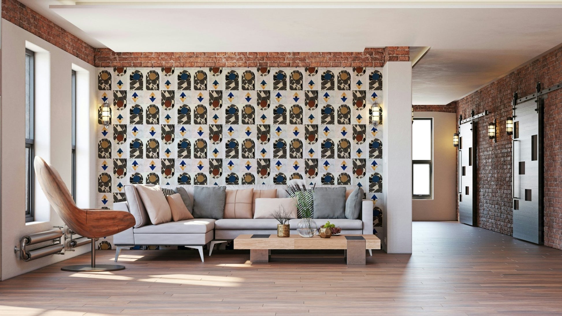 Retro wallpaper design adding charm to a modern study

