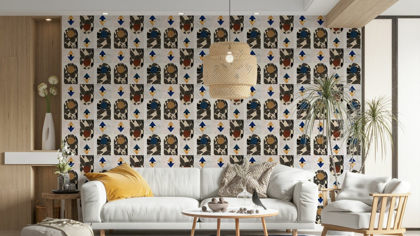 Mid Century 31 Wallpaper with bold geometric shapes

