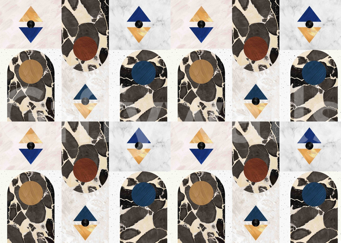 Mid Century 31 Wallpaper with symmetrical vintage motif

