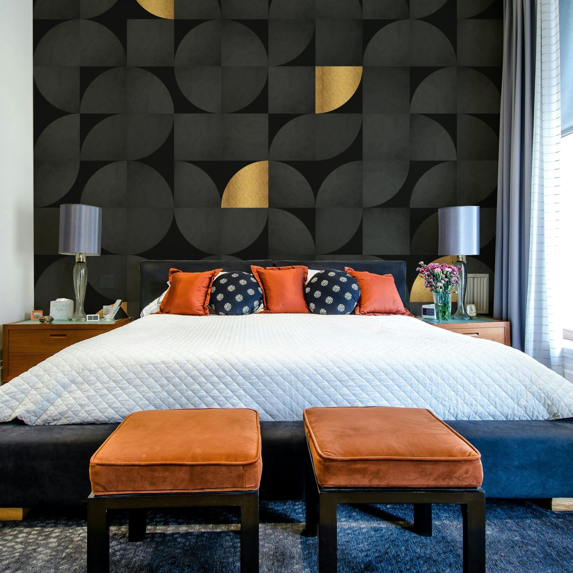 Gold and black wall mural bringing luxury to any room., GD1795