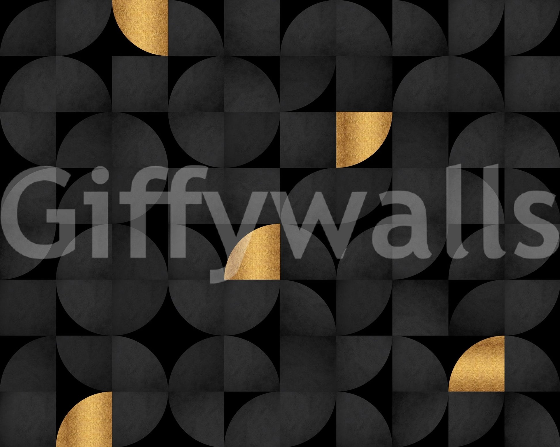 Stylish black and gold mural for a sleek, modern room., GD1795