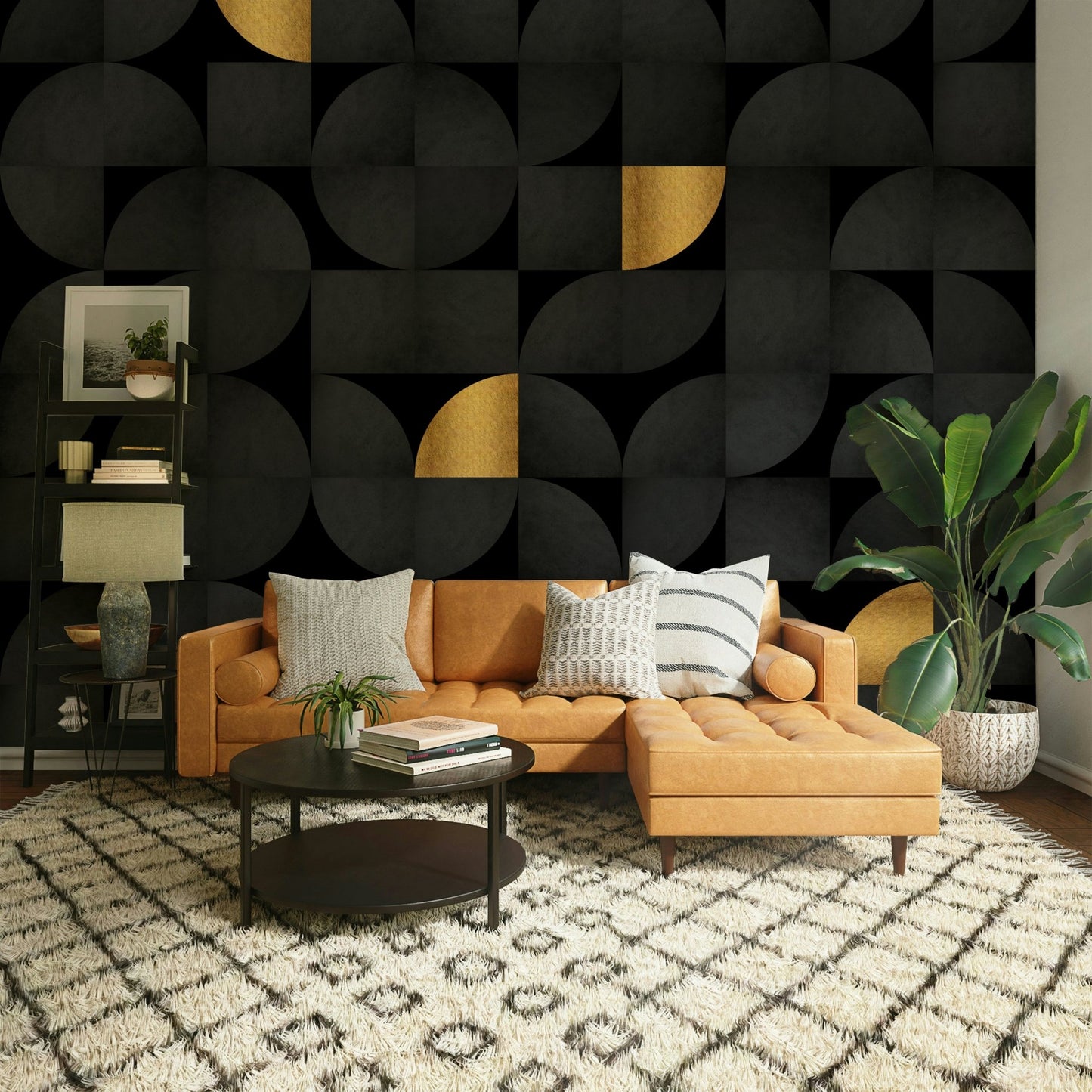 Luxury black and gold mural for a sophisticated home look., GD1795