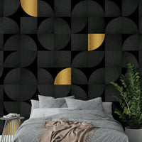 Sophisticated black and gold wall mural for trendy rooms., GD1795