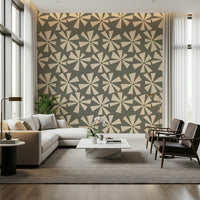 Gossamer Bloom wallpaper mural, vintage taupe aesthetic.