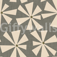 Epochal Mid-Century Bloom Wallpaper, modernist petals.