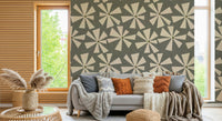 Halcyon Mid-Century Bloom wallpaper, geometric flower.