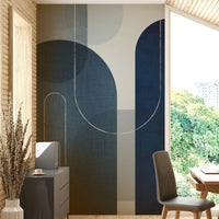 Stylish Mid Century Blue Linen Wall Mural for Home

