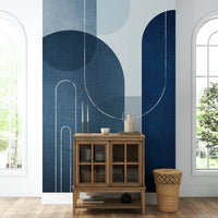 Sophisticated Blue Linen Mural for Living Room Walls

