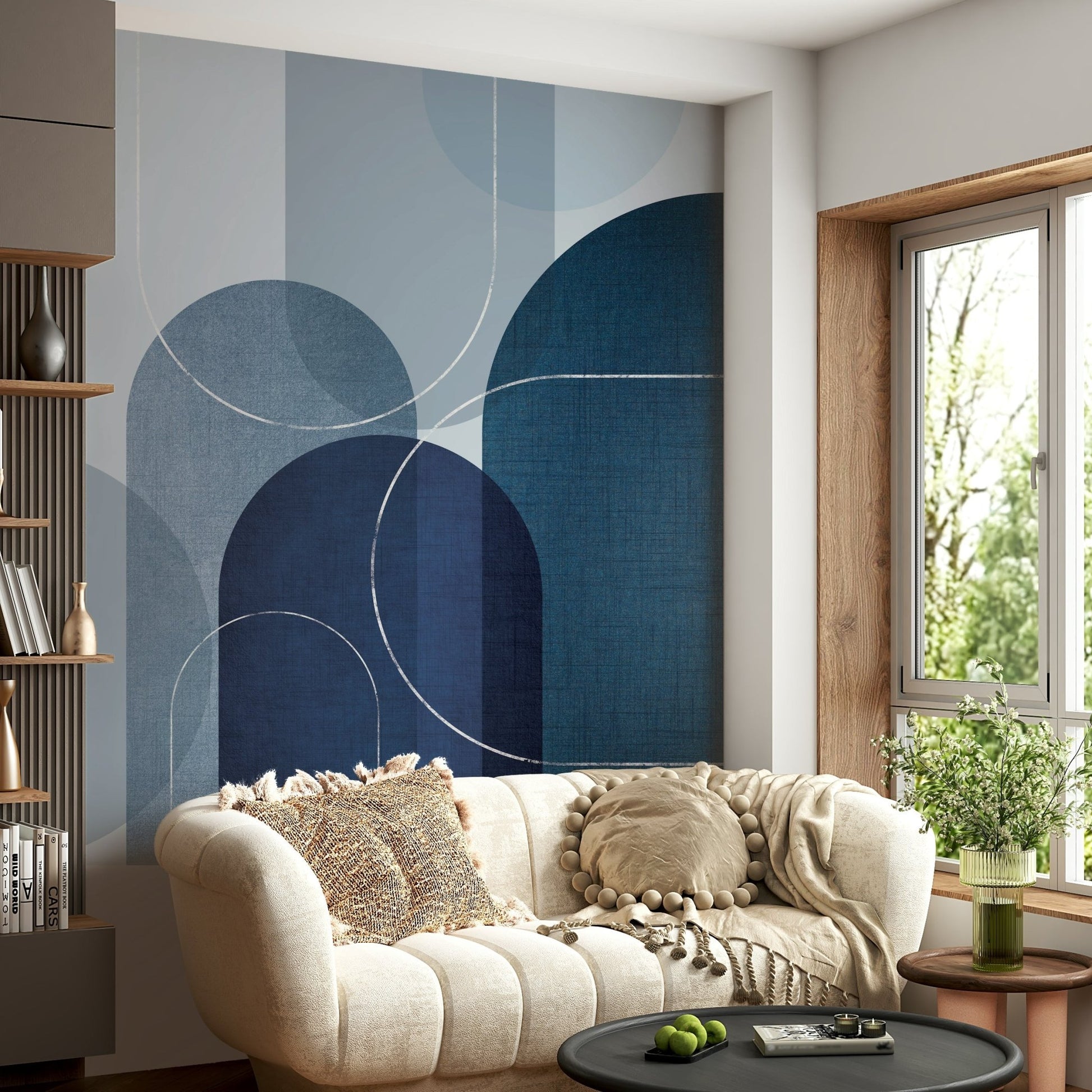 Elegant Mid Century Blue Linen for Walls

