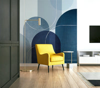 Contemporary Blue Linen Wallpaper Mid Century Vibe


