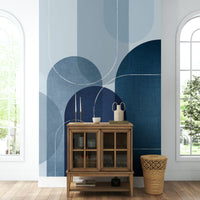 Sophisticated Blue Linen Mid Century Wallpaper

