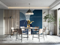 Mid Century Blue Linen Wallpaper for Living Rooms

