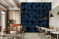 Unique blue and gray texture of the Mid-Century Blue Stone Wall Mural.