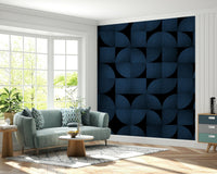 Stylish apartment interior with the Mid-Century Blue Stone Wall Mural.