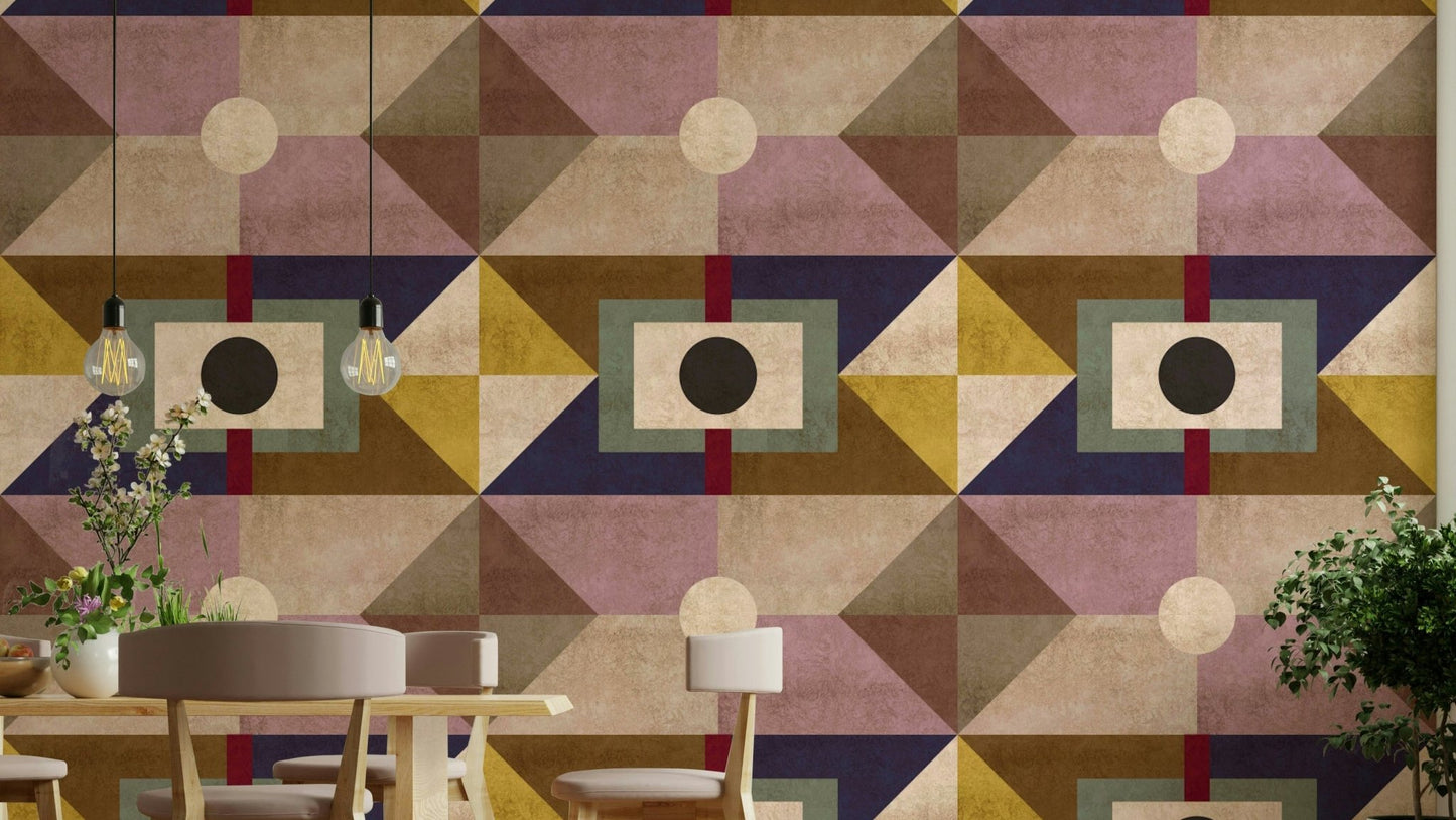 Neutral brown Mid Century wallpaper for home offices

