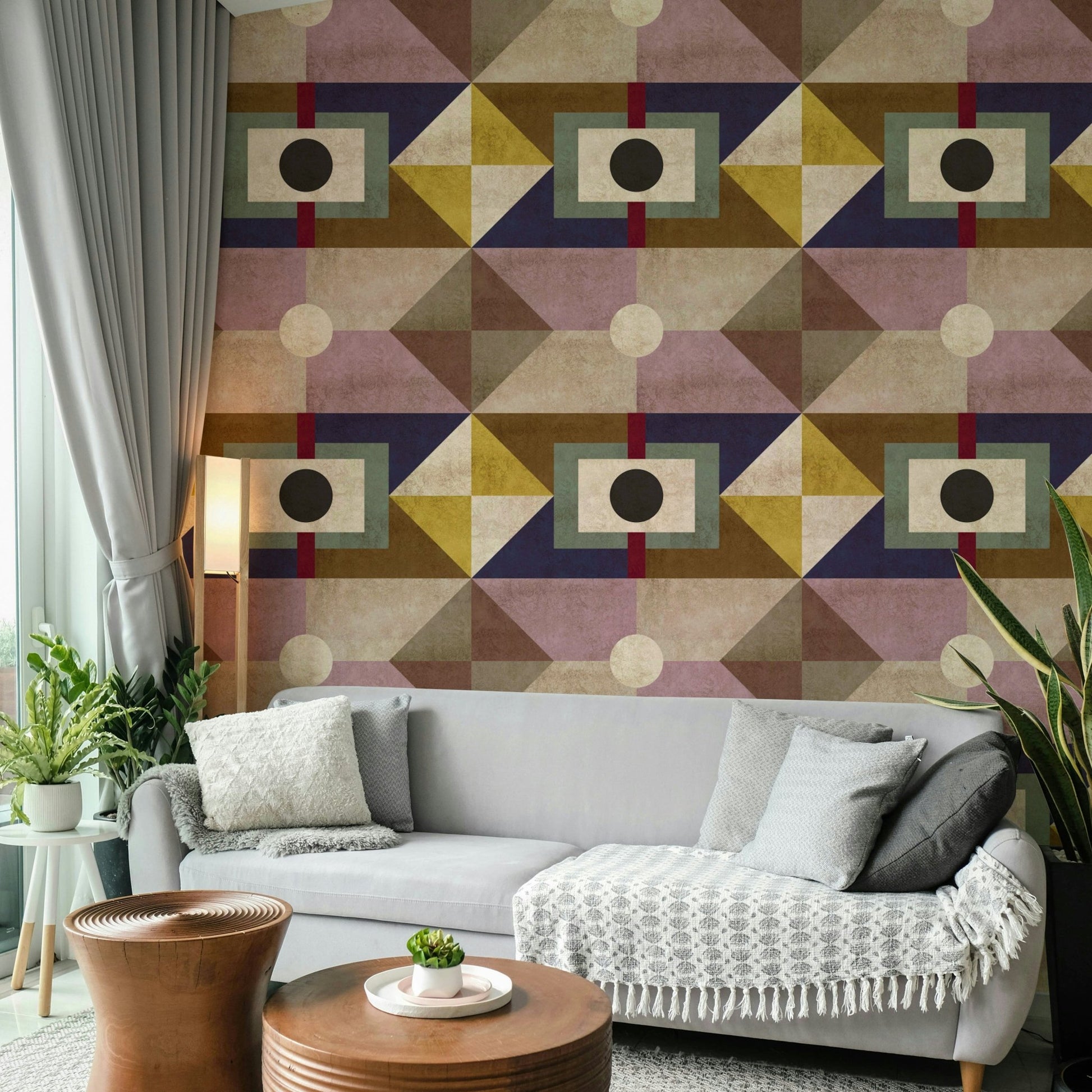 Peel-and-stick Mid Century Brown wallpaper for easy installation

