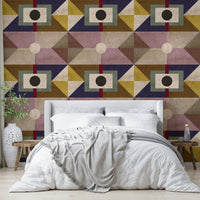 Earthy brown Mid Century wallpaper for living room walls

