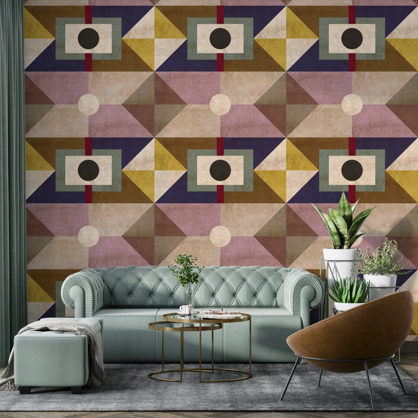 Warm brown tones in Mid Century modern wallpaper

