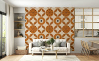 Graphic leaves and starburst, Mid-Century Charm.