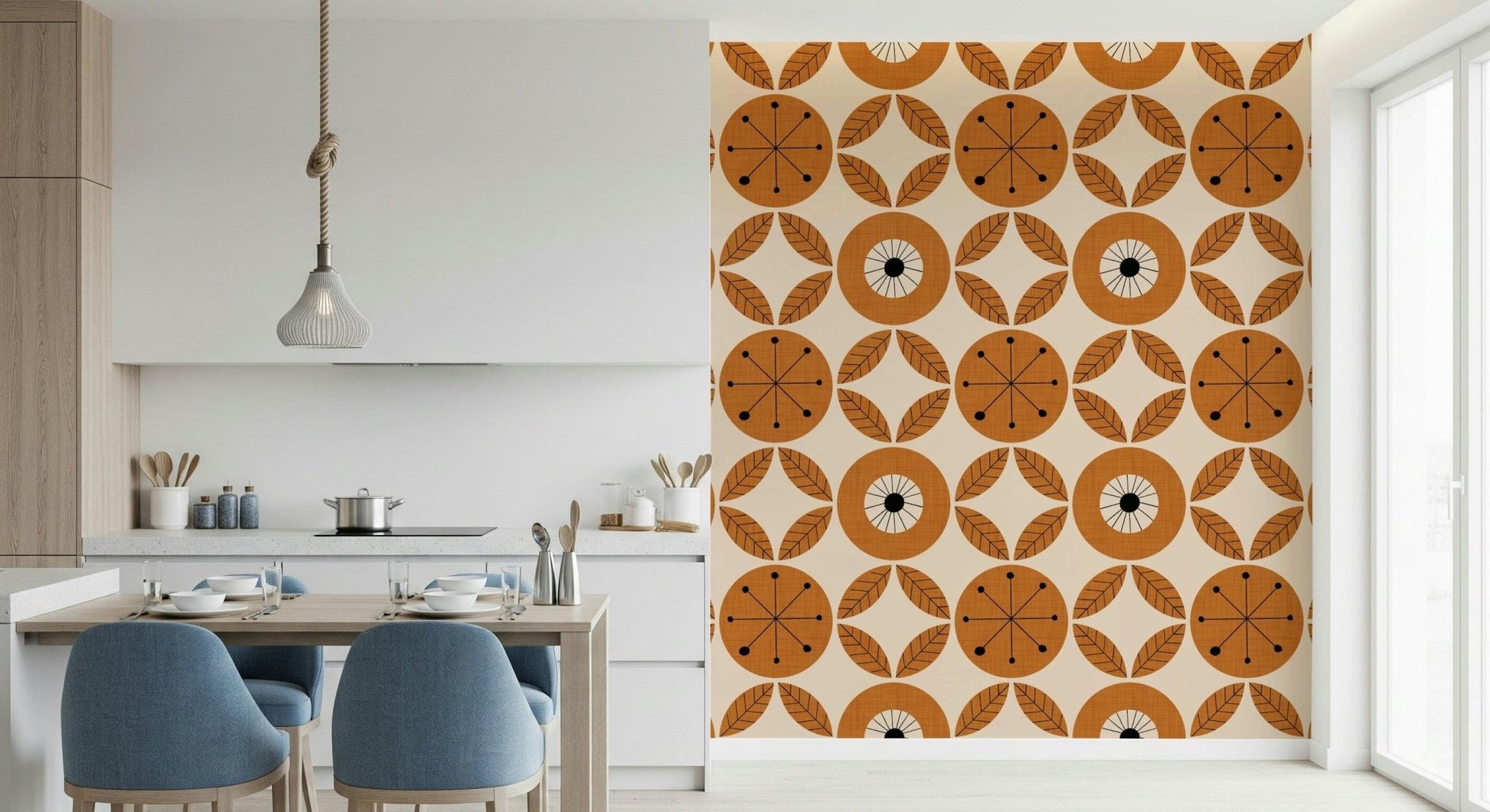 Bold orange circles art, Charm wallpaper for walls.