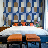 Geometric wallpaper with retro-inspired shapes

