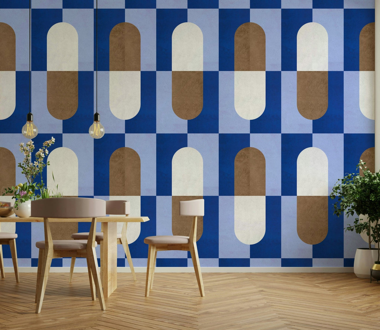 Artistic geometric mural for stylish interiors

