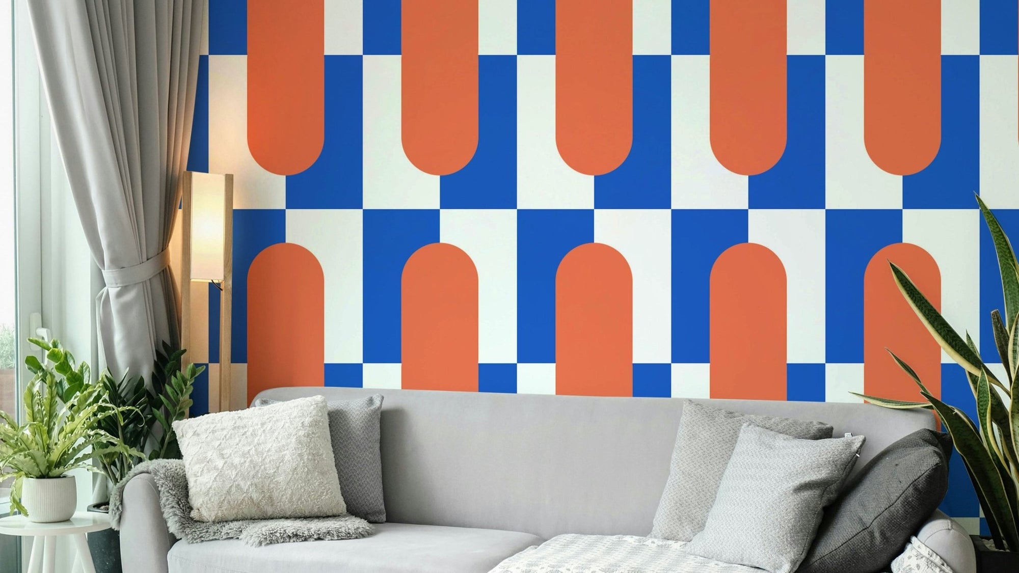 Retro Geometric Patterns on Mid Century Wallpaper, GD2093