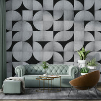 Stylish mid-century wall mural with concrete mosaic.

