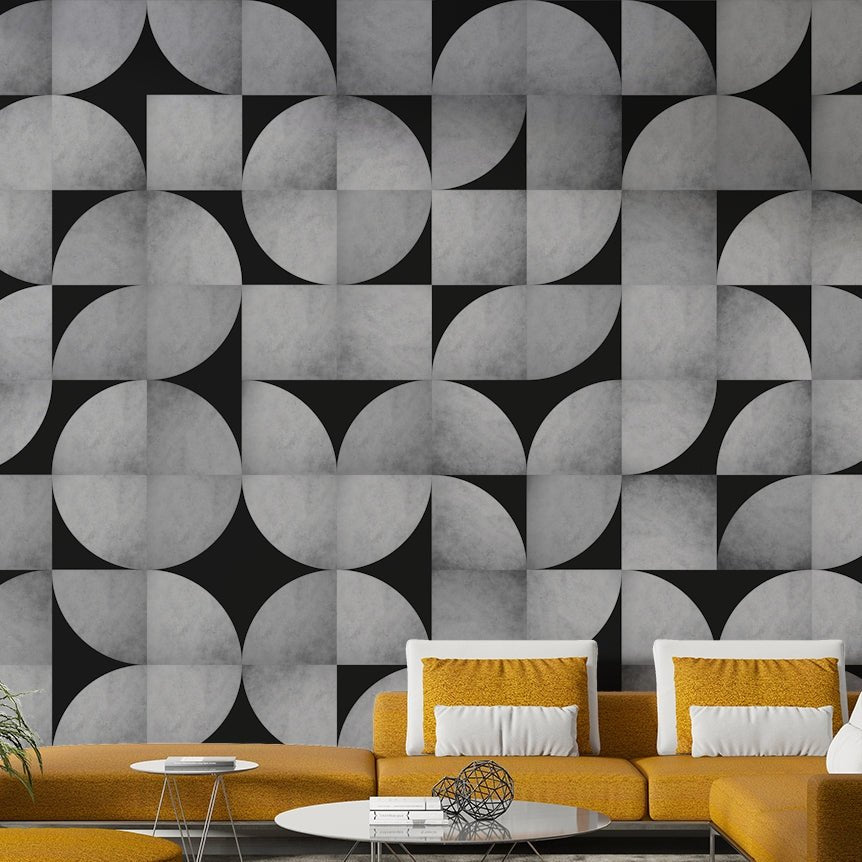 Retro concrete mosaic mural for living rooms.


